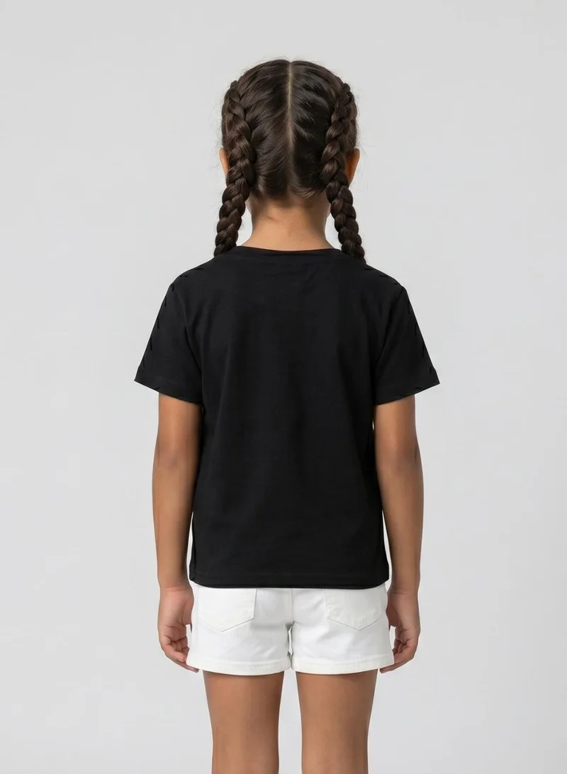 بيبي كلو Girls Summer Vibes Black T-Shirt