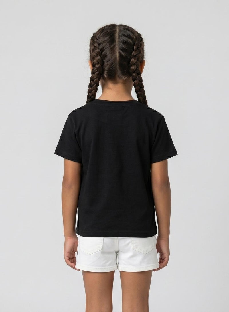 babyqlo Girls Summer Vibes Black T-Shirt - Image 2