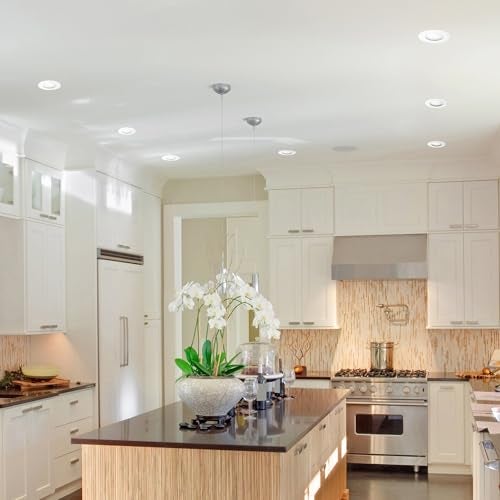 Globe Electric 91125 3" Ultra Slim LED Integrated Recessed Lighting Kit, 4-Pack, 6 Watts, Energy Star, IC and Wet Rated, Dimmer Switch Compatible, White Finish, 3.25" Hole Size, 420 Lumens, 3000K - Image 2