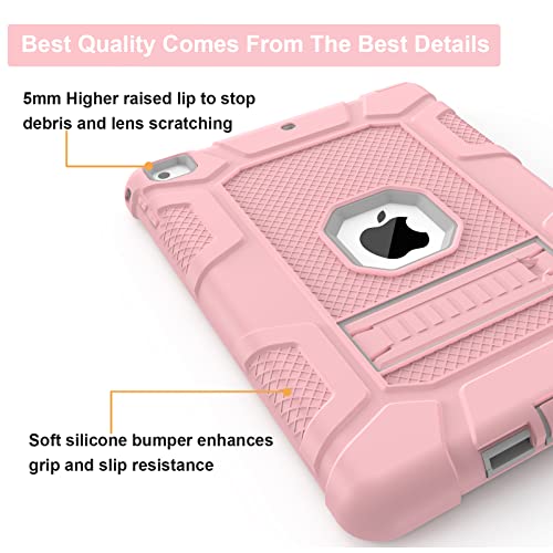 Rantice iPad 6th Generation Cases, iPad 5th Generation Case, iPad Air 2 Case, iPad 9.7 Case, Shockproof Rugged Drop Protection Cover for iPad 9.7'' A1893/A1954/A1822/A1823, Pink+Gray - Image 4