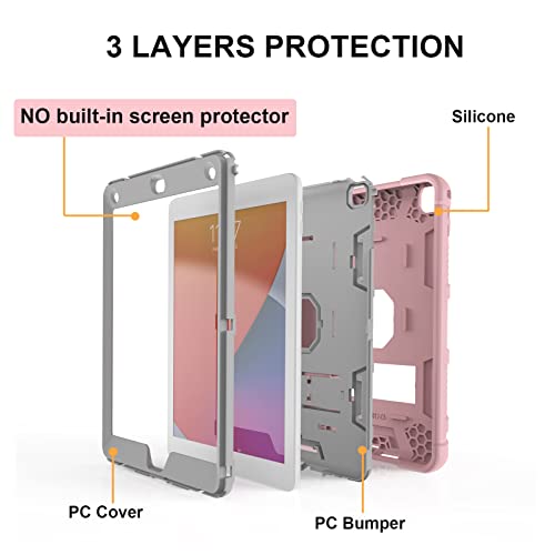 Rantice iPad 6th Generation Cases, iPad 5th Generation Case, iPad Air 2 Case, iPad 9.7 Case, Shockproof Rugged Drop Protection Cover for iPad 9.7'' A1893/A1954/A1822/A1823, Pink+Gray - Image 3