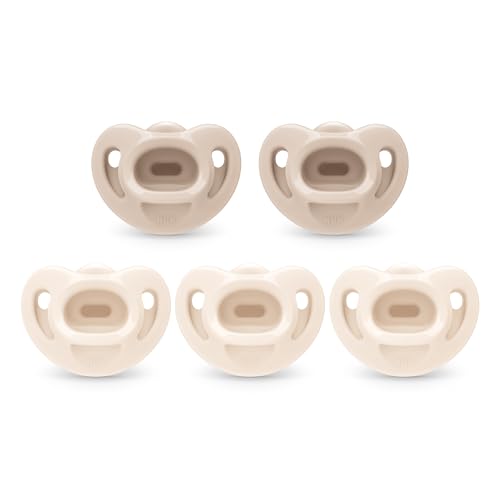 NUK 100% Silicone Comfy Orthodontic Pacifiers, 0-6 Months, Neutral Fashion, Timeless Collection, 5 Count - Image 1