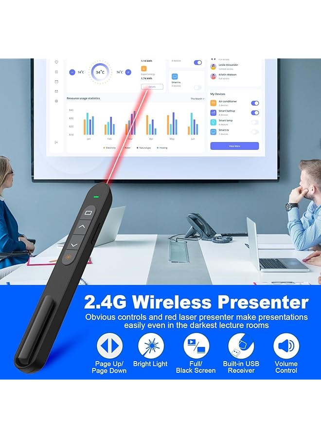 إيروريكس أداة عرض تقديمي للتحكم في مستوى ارتباط تشعبي لعرض تقديمي لاسلكي Ppt Powerpoint Clicker Rf 2.4Ghz USB للتحكم عن بعد في العرض التقديمي Powerpoint Clicker لـ Keynote Ppt Mac Pc - Image 3