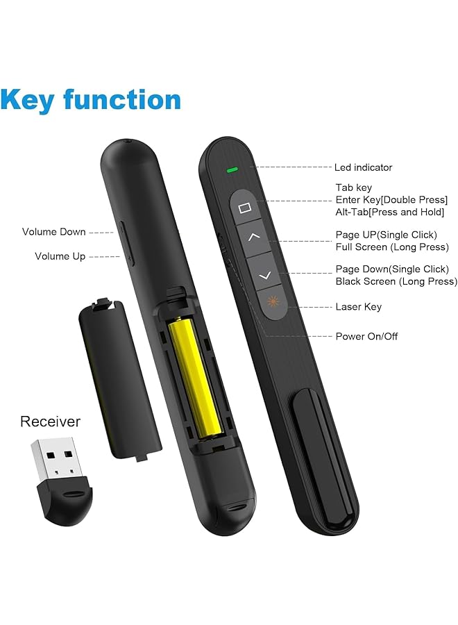 إيروريكس أداة عرض تقديمي للتحكم في مستوى ارتباط تشعبي لعرض تقديمي لاسلكي Ppt Powerpoint Clicker Rf 2.4Ghz USB للتحكم عن بعد في العرض التقديمي Powerpoint Clicker لـ Keynote Ppt Mac Pc - Image 5
