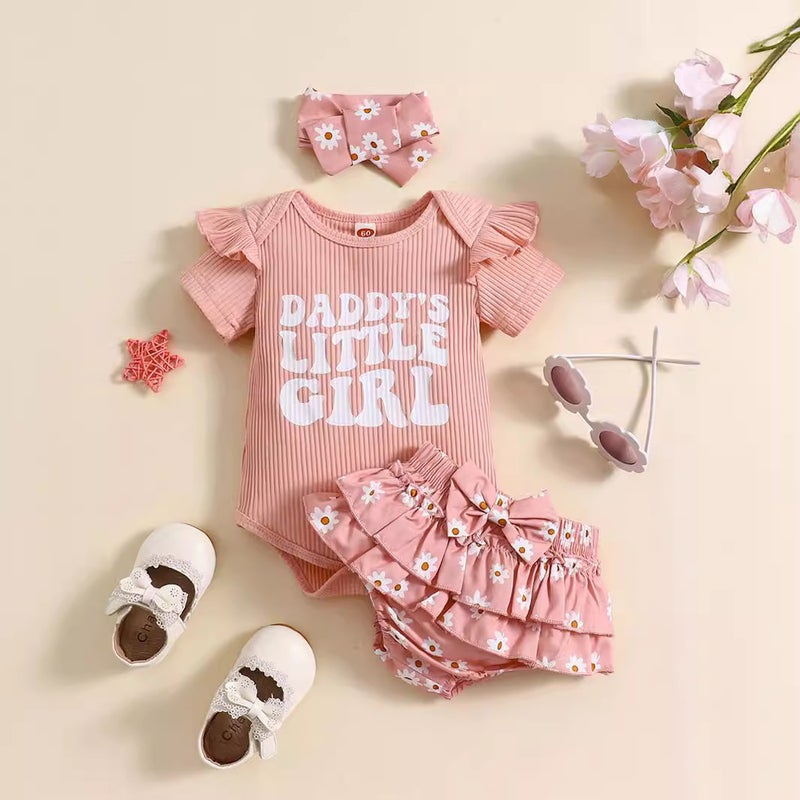 2024 E-Commerce Ly Supply Ins Ruffled Short Sleeve Hatshirt Double Skirt Hatshirt Three-Piece Set - Image 1