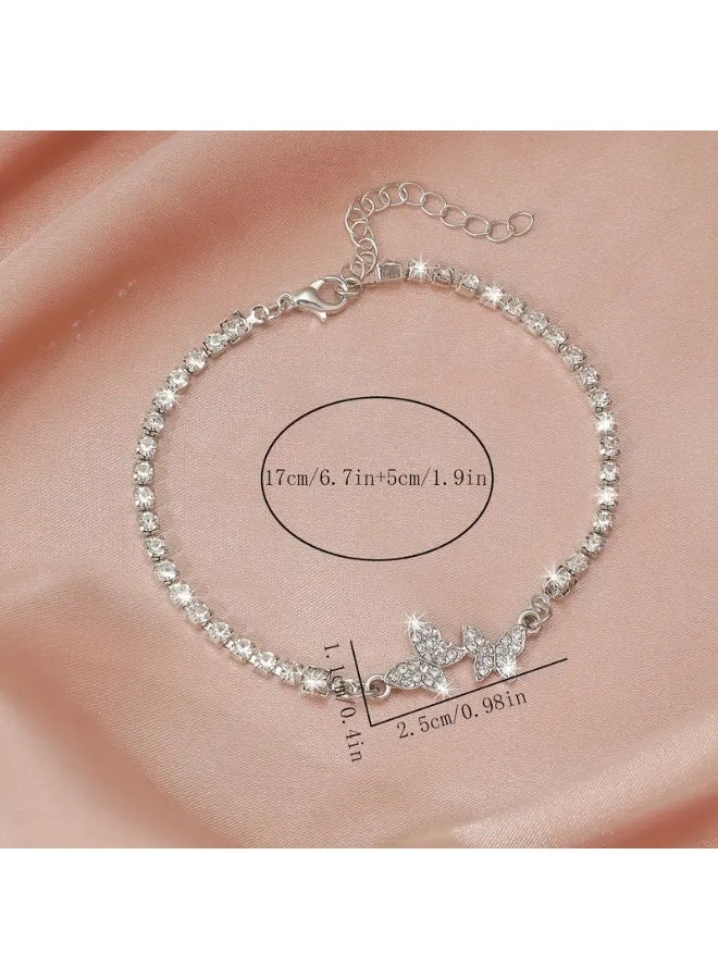Goolsky Zinc Alloy Butterfly Rhinestone Bracelet - Glittering, Fashion Jewelry for Women, 1pc, Daily & Vacation Wear - Image 3
