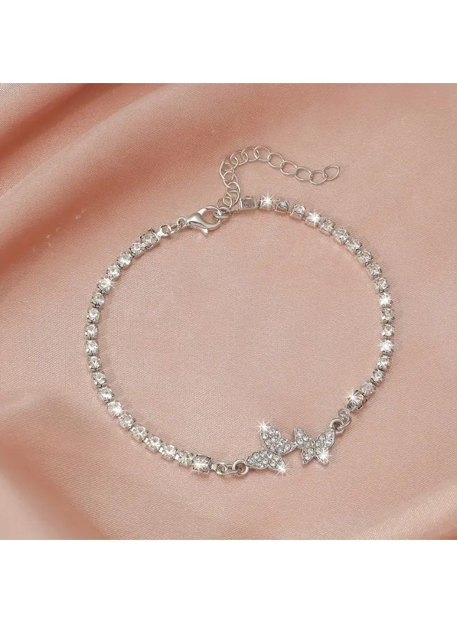 Goolsky Zinc Alloy Butterfly Rhinestone Bracelet - Glittering, Fashion Jewelry for Women, 1pc, Daily & Vacation Wear - Image 4