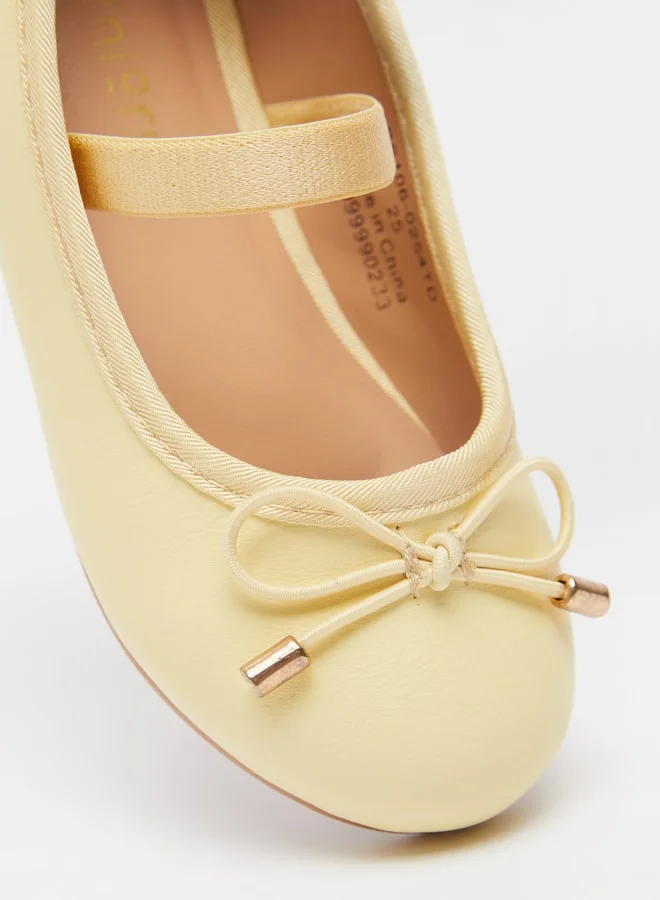 JUNIORS Girls Round Toe Ballerina Shoes with Elastic Strap Detail with Cushioning