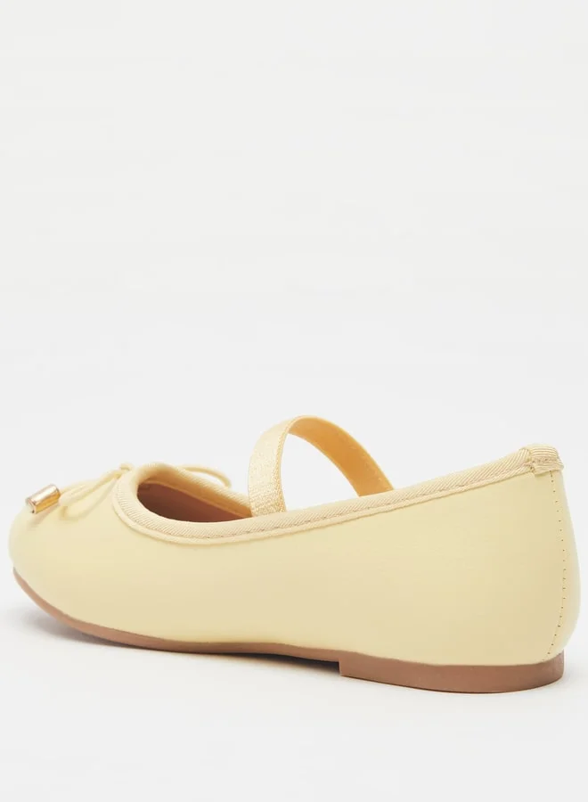 JUNIORS Girls Round Toe Ballerina Shoes with Elastic Strap Detail with Cushioning