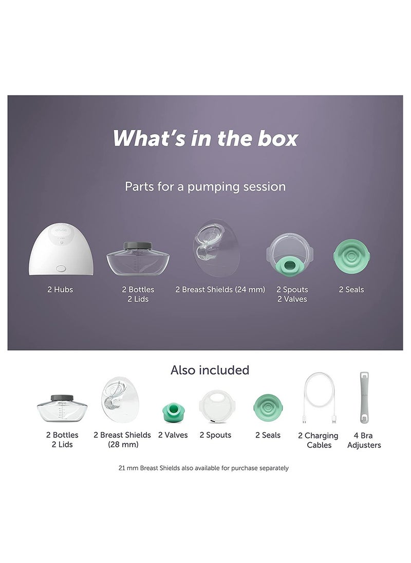 elvie - Hands Free Discreet Portable Wearable Double Electric Breast Pump With App - The Smallest, Quietest Electric Breast Pump, 24MM/28MM, Breast Shields Included - Image 1