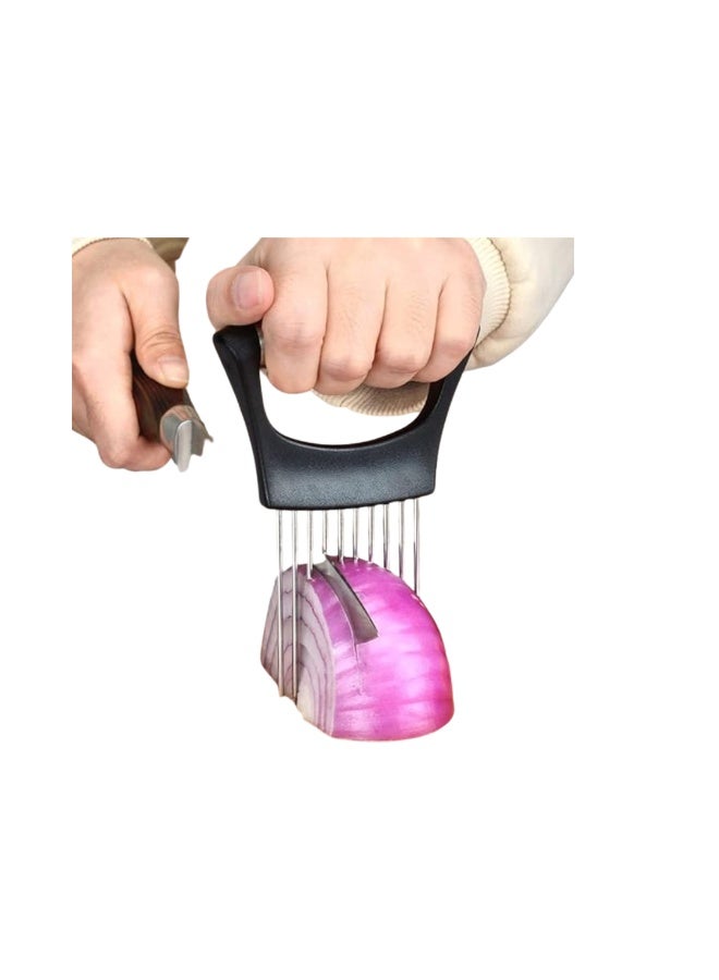 Desselan Stainless Steel Onion Holder & Slicer Cutter – Multi-Purpose Vegetable, Fruit & Meat Slicing Tool for Kitchen - Image 2