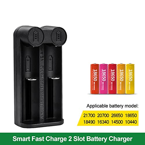 amiciSmart Intelligent Battery Charger, Dual Slot Charger for 21700 20700 26650 18650 18490 16340 14500 10400 Rechargeable Batteries - Image 2