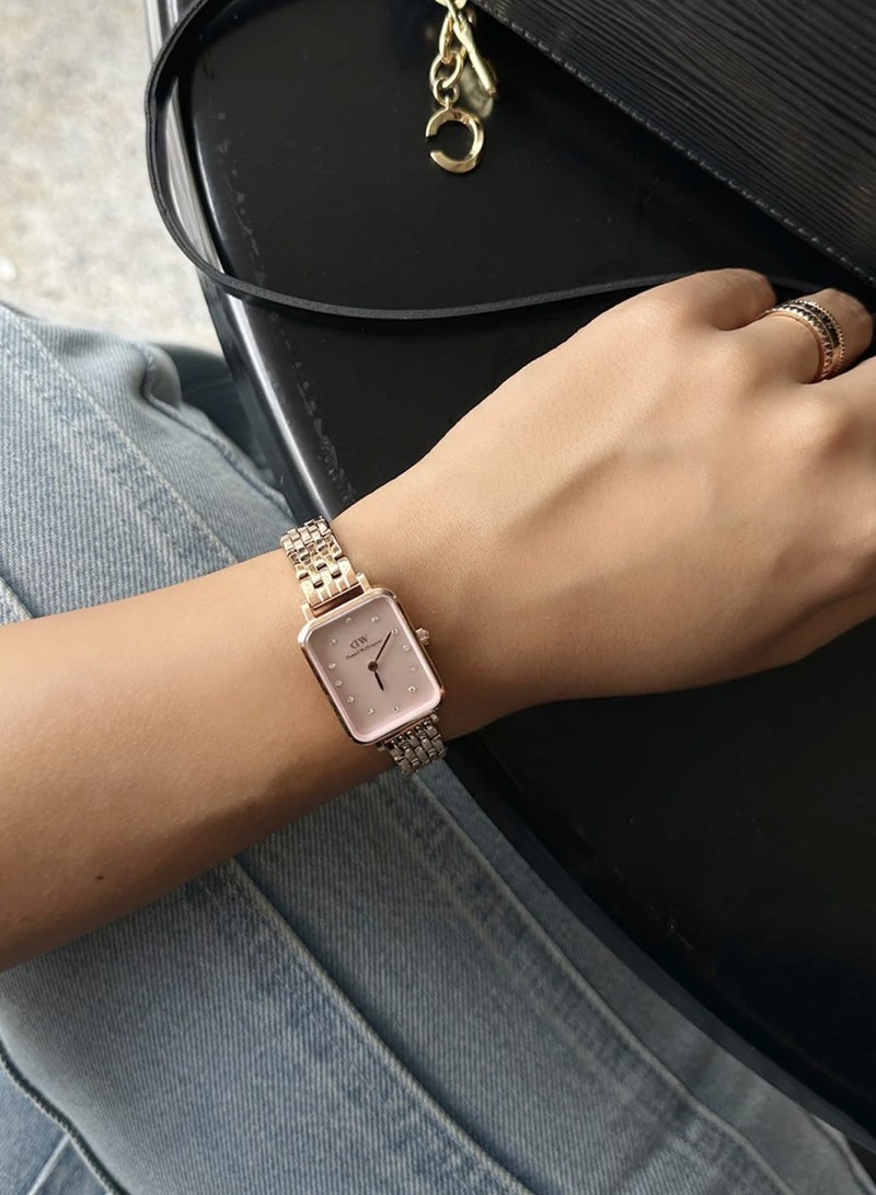 DANIEL WELLINGTON Women Quadro Lumine 5-Link Melrose Quartz Rose Gold Stainless Steel Watch DW00100621 - 20mm - Image 5