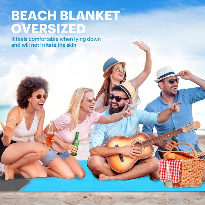 Easyfun Beach Blanket Sandproof Oversized, 79''×83'' Extra Large Beach Mat, Portable Picnic Mat for Travel Camping Hiking, Lightweight Beach Essentials Family Water Resistant Mat Nylon 210T - Image 5