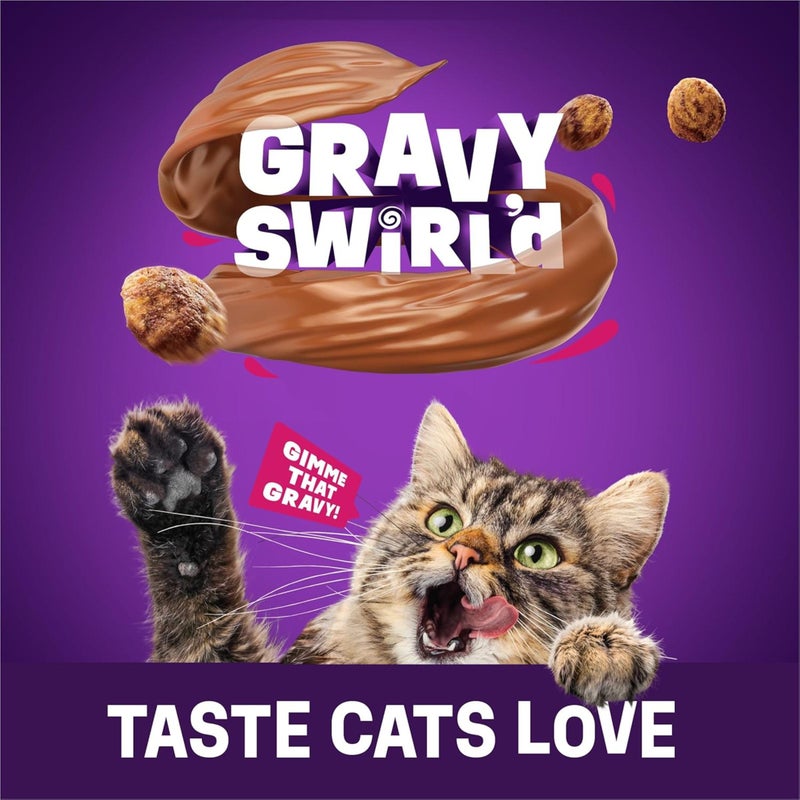 Friskies Purina Friskies Gravy Swirlers with Flavors of Chicken, Salmon and Gravy Dry Cat Food - 16 Lb. Bag - Image 3