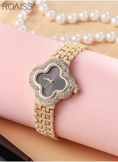 roaiss 2PCS Women's Alloy Strap Bracelet Watch Set Analog Display Flower Dial Quartz Watch with Heart Bracelet Decorated with Pearl Elegant Watch Set as Gift for Ladies  - Image 3