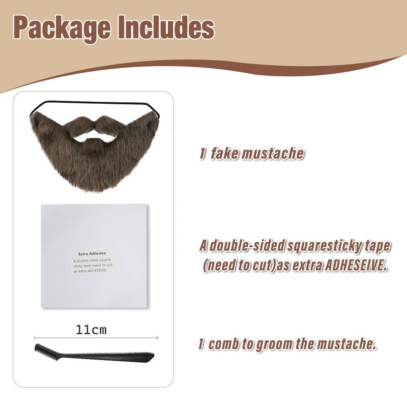 Honcloud Fake Beard with Adjustable Band, Fits Costume Matching for Halloween Parties(Brown) - Image 4