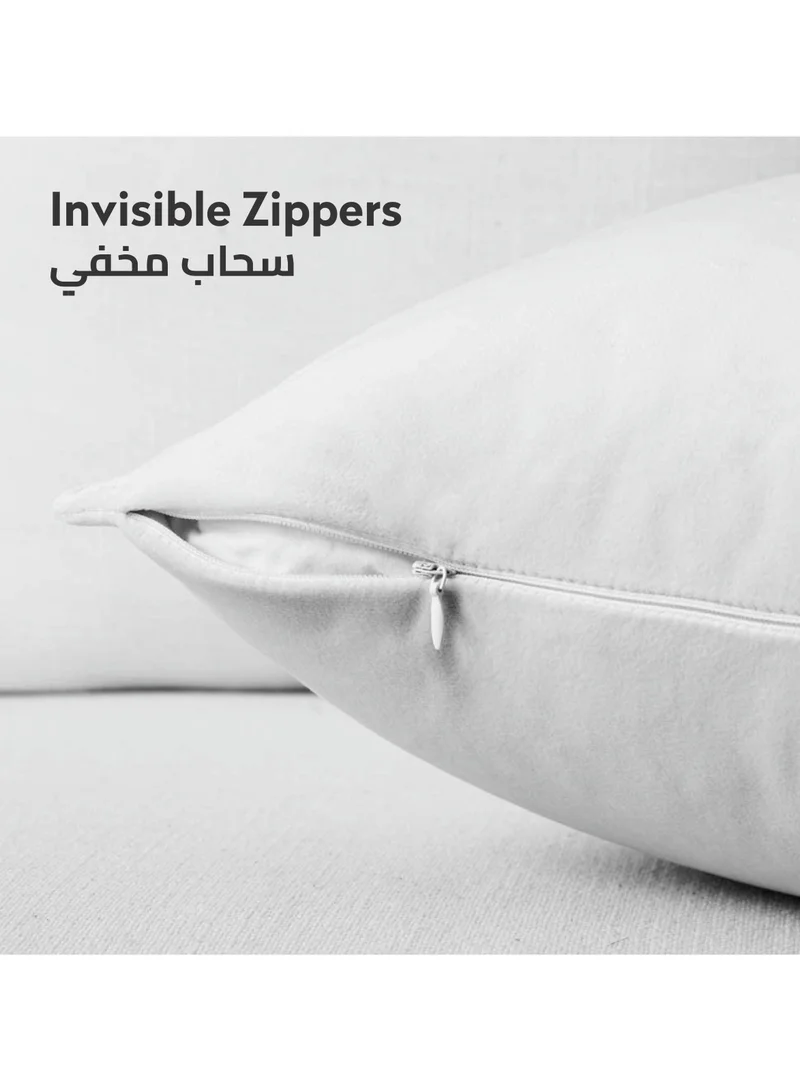 Donetella 2 Piece Embroidered Cushion Cover (45X45 cm) Without Filler White/Cyan