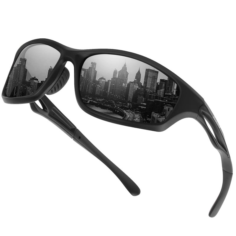 Duduma Polarized Sports Sunglasses for Men Women Running Cycling Fishing Golf Driving Shades Sun Glasses Tr90 (black matte frame with black lens) - Image 1