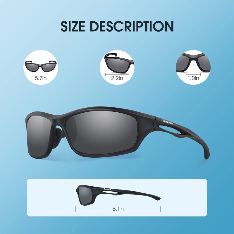 Duduma Polarized Sports Sunglasses for Men Women Running Cycling Fishing Golf Driving Shades Sun Glasses Tr90 (black matte frame with black lens) - Image 4