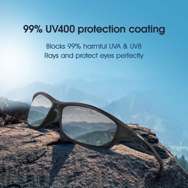 Duduma Polarized Sports Sunglasses for Men Women Running Cycling Fishing Golf Driving Shades Sun Glasses Tr90 (black matte frame with black lens) - Image 2