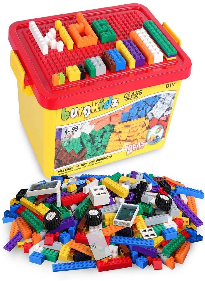 burgkidz - burgkidz Building Bricks 568 Pieces Toys, Classic Building Blocks Includes Wheels, Door, Window, Compatible Bulk Block with Storage Box and Baseplate, STEM Educational Gift for Kids 3+ Year - Image 1