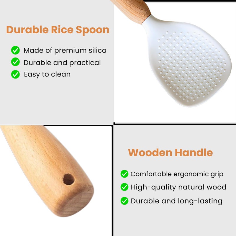 Home Essentials HomeEssentials Silicone NonStick Rice Spoon- Vertical Rice Shovel/Cooking Spoon/Standing Storage Rice Spatula/Perfect for Serving Rice, Sushi, and Mashed Potatoes/Durable & Easy to Clean - Image 2