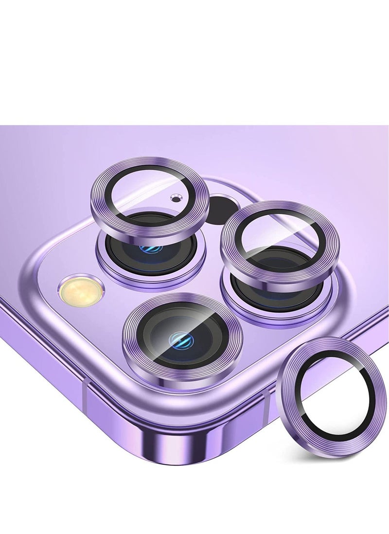 Raxoom for iPhone 14 Pro - iPhone 14 Pro Max Camera Lens Protector, 9H Tempered Glass Camera Cover Screen Protector Metal Individual Ring for iPhone 14Pro 6.1 inch iPhone 14 ProMax 6.7 inch (Light Purple) - Image 1