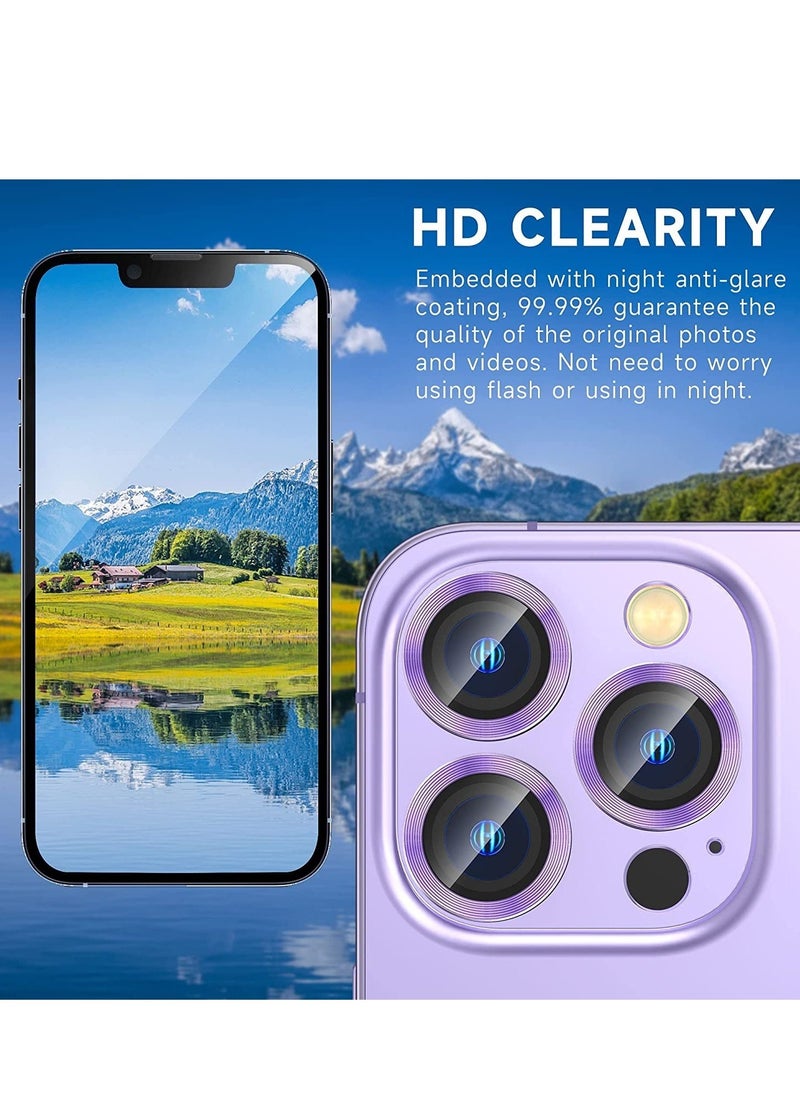 Raxoom for iPhone 14 Pro - iPhone 14 Pro Max Camera Lens Protector, 9H Tempered Glass Camera Cover Screen Protector Metal Individual Ring for iPhone 14Pro 6.1 inch iPhone 14 ProMax 6.7 inch (Light Purple) - Image 3