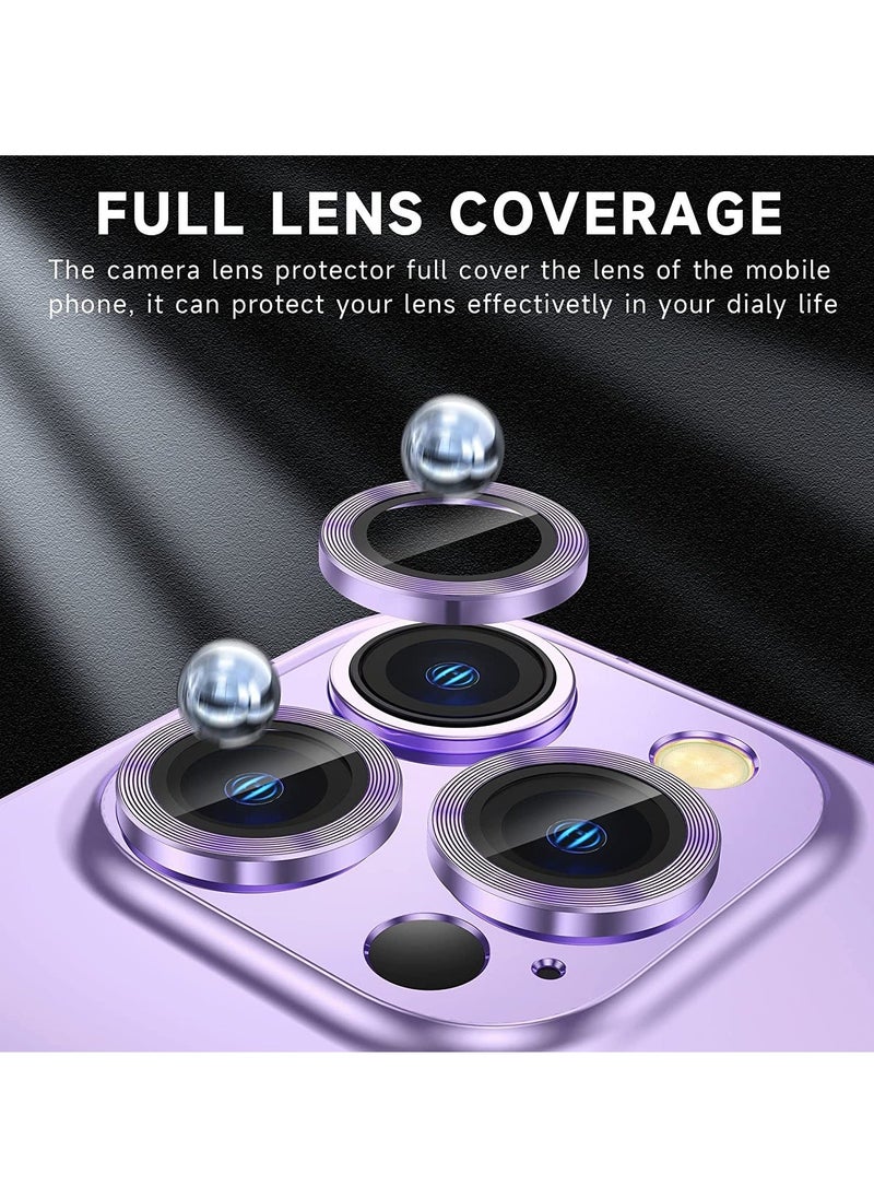 Raxoom for iPhone 14 Pro - iPhone 14 Pro Max Camera Lens Protector, 9H Tempered Glass Camera Cover Screen Protector Metal Individual Ring for iPhone 14Pro 6.1 inch iPhone 14 ProMax 6.7 inch (Light Purple) - Image 2
