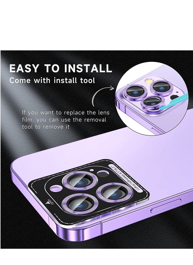 Raxoom for iPhone 14 Pro - iPhone 14 Pro Max Camera Lens Protector, 9H Tempered Glass Camera Cover Screen Protector Metal Individual Ring for iPhone 14Pro 6.1 inch iPhone 14 ProMax 6.7 inch (Light Purple) - Image 5