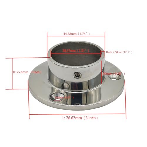 Douzime 90 Degree Boat Deck Handrail Rail Fitting Round Base 316 Marine Grade Stainless Steel for 38 mm 15 inch Tube 2 Pcs - Image 3