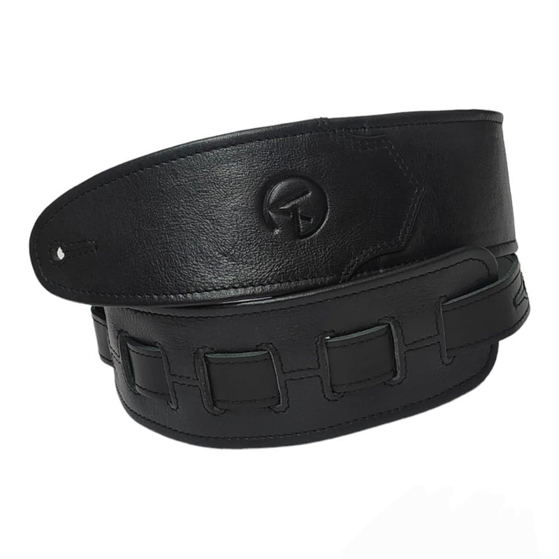 Ve CREATION Leather Guitar Strap for BASS, ELECTRIC, ACOUSTIC & HEAVY Guitars | 3" Wide Soft Padded | Adjustable 42"-56" | | Extra Comfort Padding (VEG-0021) - Image 1