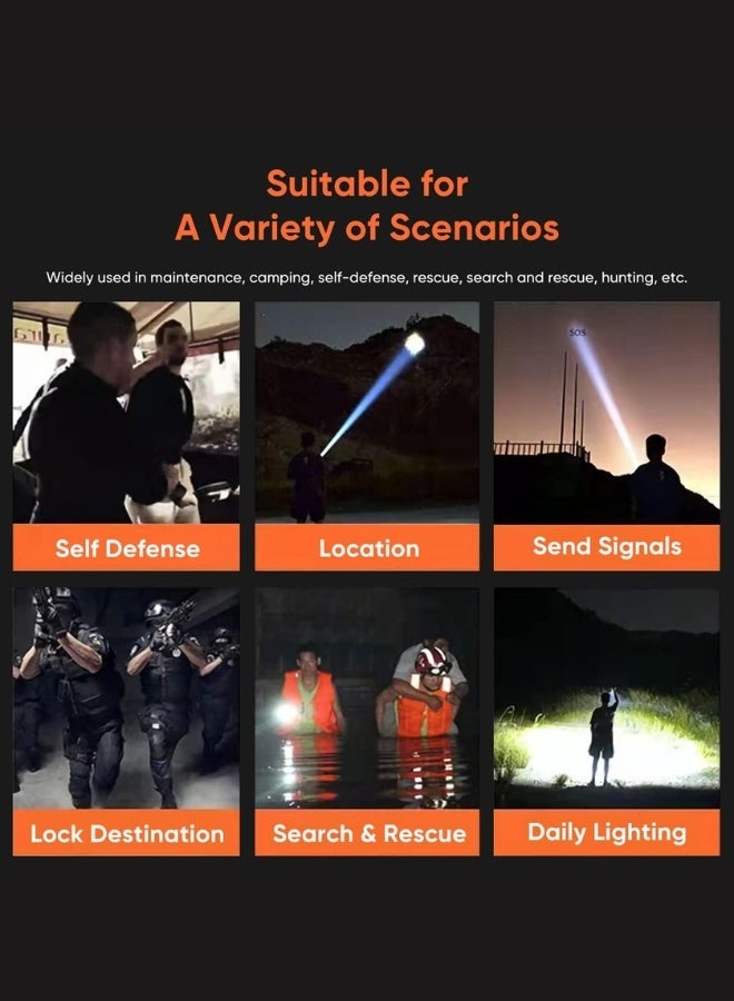 1800 Lumens Rechargeable LED Flashlight | 3 Light Modes 100 Percent 50 Percent SOS | Long Range 1200 Meters Torch with Type C Charging | Waterproof Aluminum Alloy Flashlight for Outdoor Camping and Emergency - Image 2
