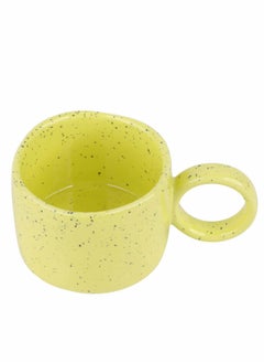 Prickly Pear Prickly Pear Yellow Speckled Circle Handle Mug - Unique Speckled Mug with Artistic Handle  - Image 3