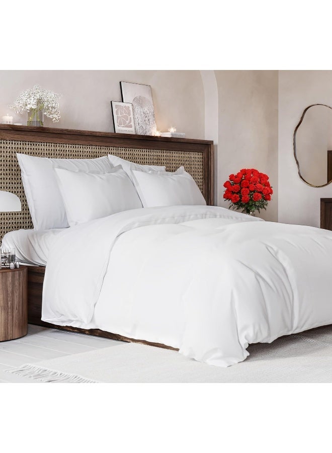 CGK Unlimited Duvet Cover King Size Set - Extra Soft King Size Duvet Cover - 104" x 90" King Duvet Cover w/ 2 Pillow Shams - Hotel Luxury, Easy Care & Fade Free - Comforter Cover w/ Zipper Closures & Ties (White) - Image 1