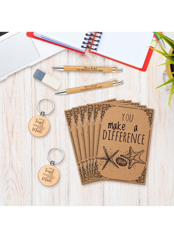 Tinlade Tinlade 60 Pcs Christmas Thank You Gift Bulk Pocket Kraft Notebook Employee Appreciation Gift Retractable Bamboo Pen Inspirational Keychain Inspirational Gift for Team Teacher Nurse(Never Forget)  - Image 5
