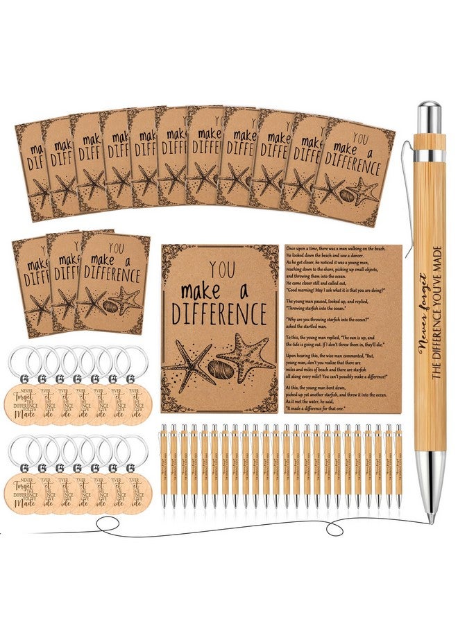 Tinlade Tinlade 60 Pcs Christmas Thank You Gift Bulk Pocket Kraft Notebook Employee Appreciation Gift Retractable Bamboo Pen Inspirational Keychain Inspirational Gift for Team Teacher Nurse(Never Forget)  - Image 1