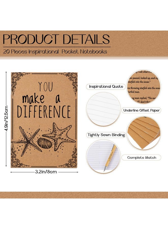 Tinlade Tinlade 60 Pcs Christmas Thank You Gift Bulk Pocket Kraft Notebook Employee Appreciation Gift Retractable Bamboo Pen Inspirational Keychain Inspirational Gift for Team Teacher Nurse(Never Forget)  - Image 2