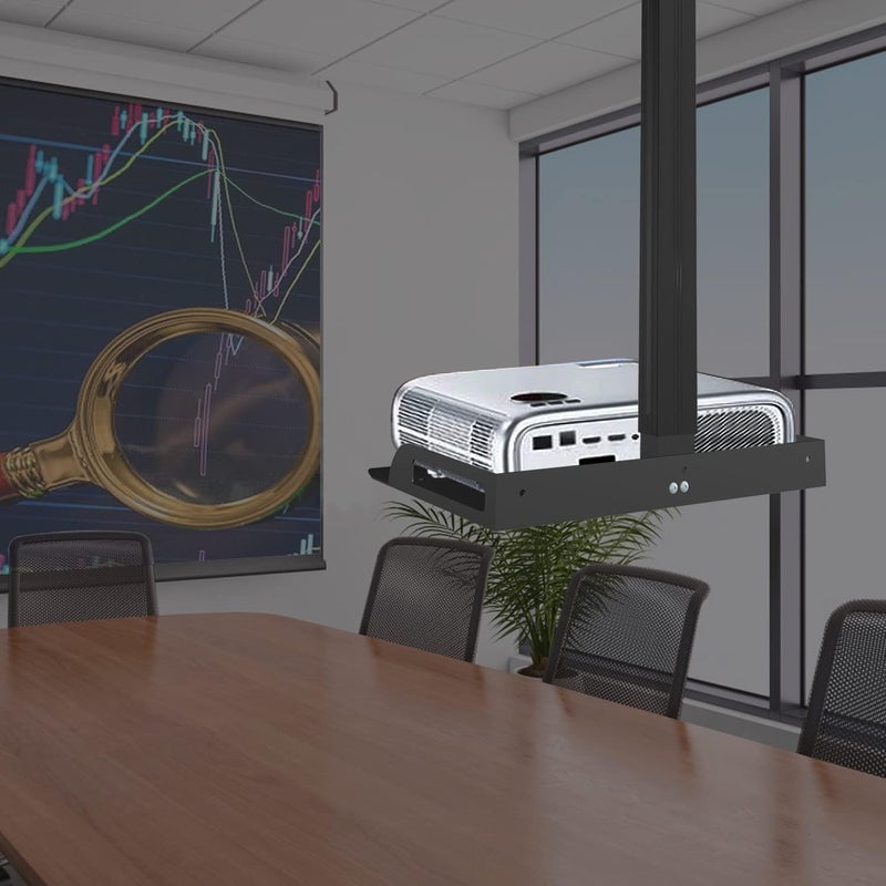 AUDIOVAN حامل سقف عالمي مع صينية لجهاز العرض والكاميرا، تركيب على الحائط والسقف بدون حفر، حامل جهاز العرض (3 أقدام) - Image 4