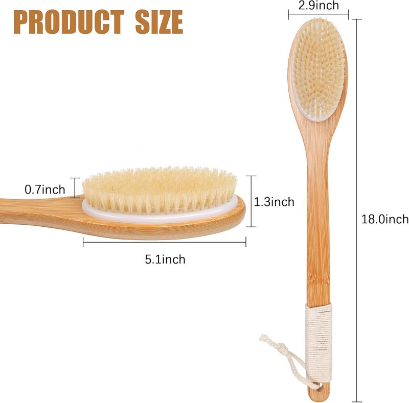 OWIIZI Bath Brush Bamboo Curved Long Handle Antiskid Body Brush for Exfoliating Natural Bristles Shower Scrubber for Back Use Wet or DryBack Scrub Deep Cleanse179inches - Image 3