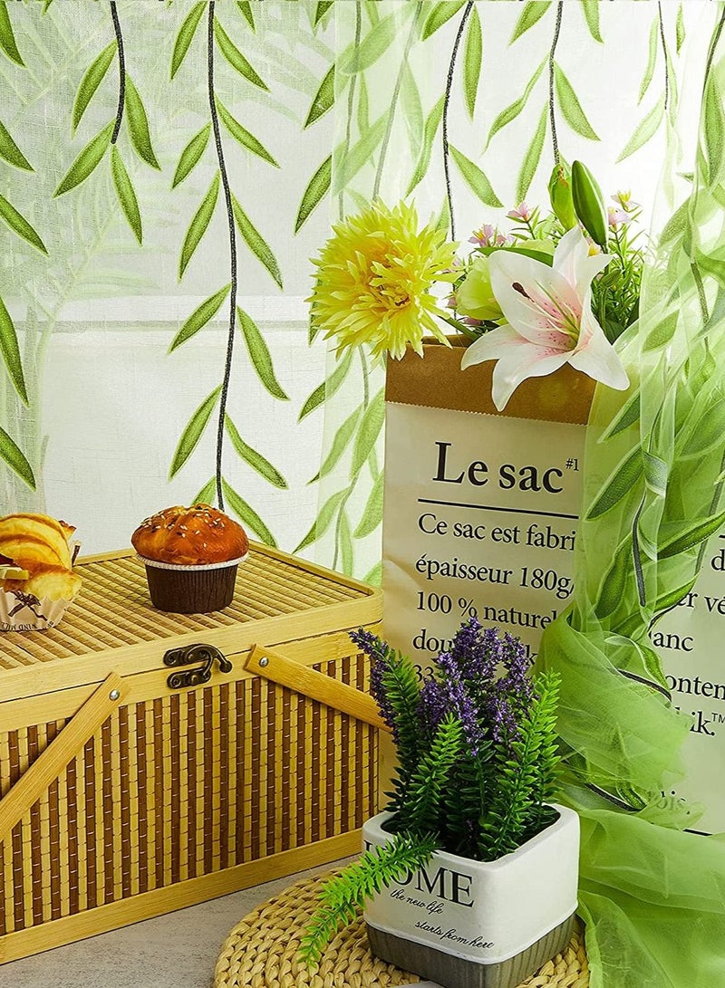 SYOSI Green Sheer Curtains 39 X 106 Inches Long 2 Panels, Semi Sheer Voile Window Curtains, Willow Voile Botanical Window Curtain for Living Room Balcony Sunroom Closet Doorway,Light Green - Image 5