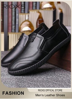 RIOXS Men's Business Leather Shoes, Round Toe Oxford Shoes, Stylish Classic Loafer, Comfortable Lightweight Walking Flats, Suitable for Daily Wear and Formal Occasions  - Image 2