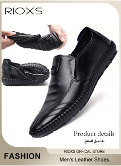 RIOXS Men's Business Leather Shoes, Round Toe Oxford Shoes, Stylish Classic Loafer, Comfortable Lightweight Walking Flats, Suitable for Daily Wear and Formal Occasions  - Image 3