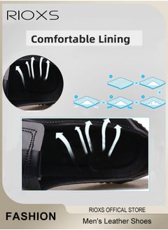 RIOXS Men's Business Leather Shoes, Round Toe Oxford Shoes, Stylish Classic Loafer, Comfortable Lightweight Walking Flats, Suitable for Daily Wear and Formal Occasions  - Image 4