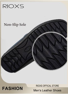 RIOXS Men's Business Leather Shoes, Round Toe Oxford Shoes, Stylish Classic Loafer, Comfortable Lightweight Walking Flats, Suitable for Daily Wear and Formal Occasions  - Image 5