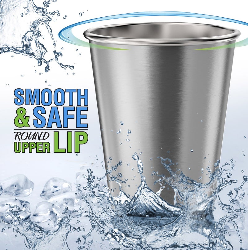 CHILLOUT LIFE CHILLOUT LIFE Stainless Steel Cups for Kids and Toddlers 8 oz - Stainless Steel Sippy Cups for Home & Outdoor Activities, BPA Free Healthy Unbreakable Premium Metal Drinking Glasses (4-Pack)  - Image 3