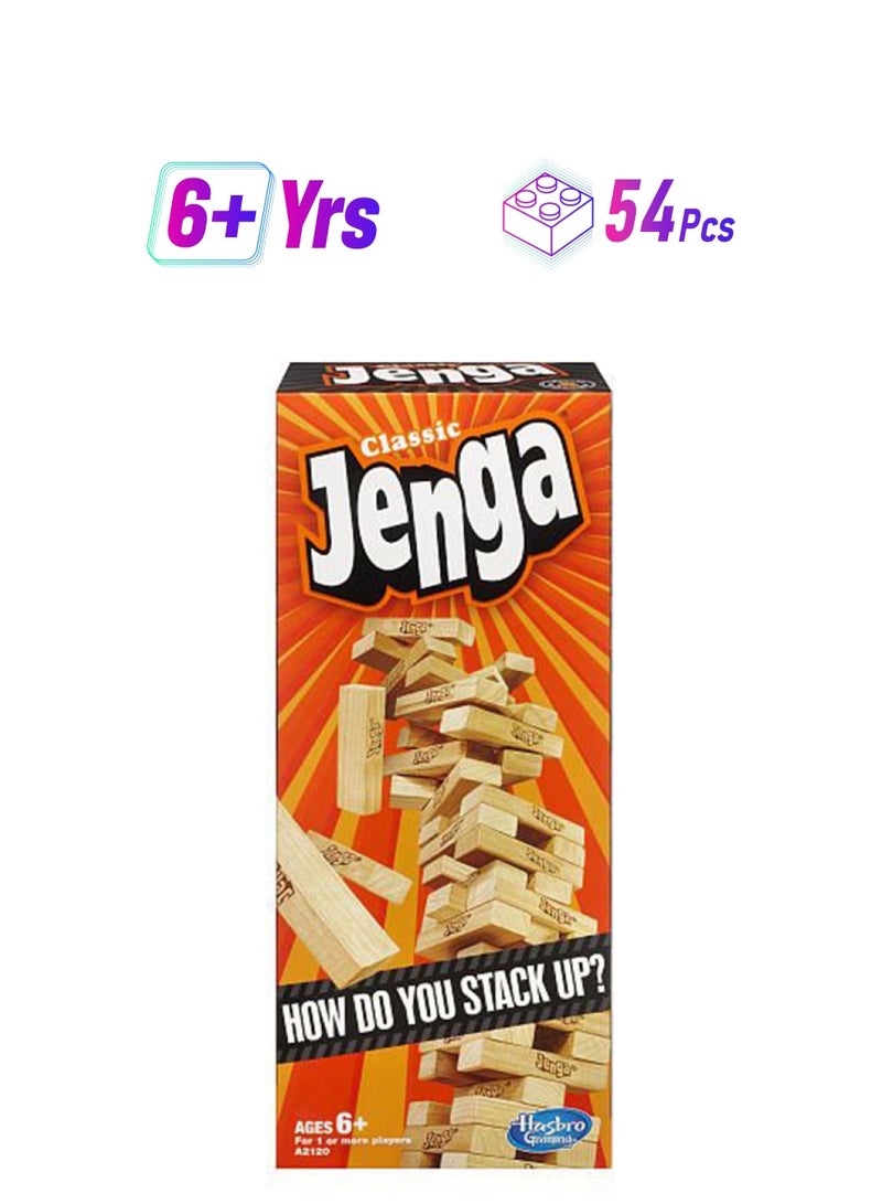 HASBRO - GAMING 54-Piece Gaming Classic Jenga Block Stacking Building Set, 1 Or More Players - Image 1