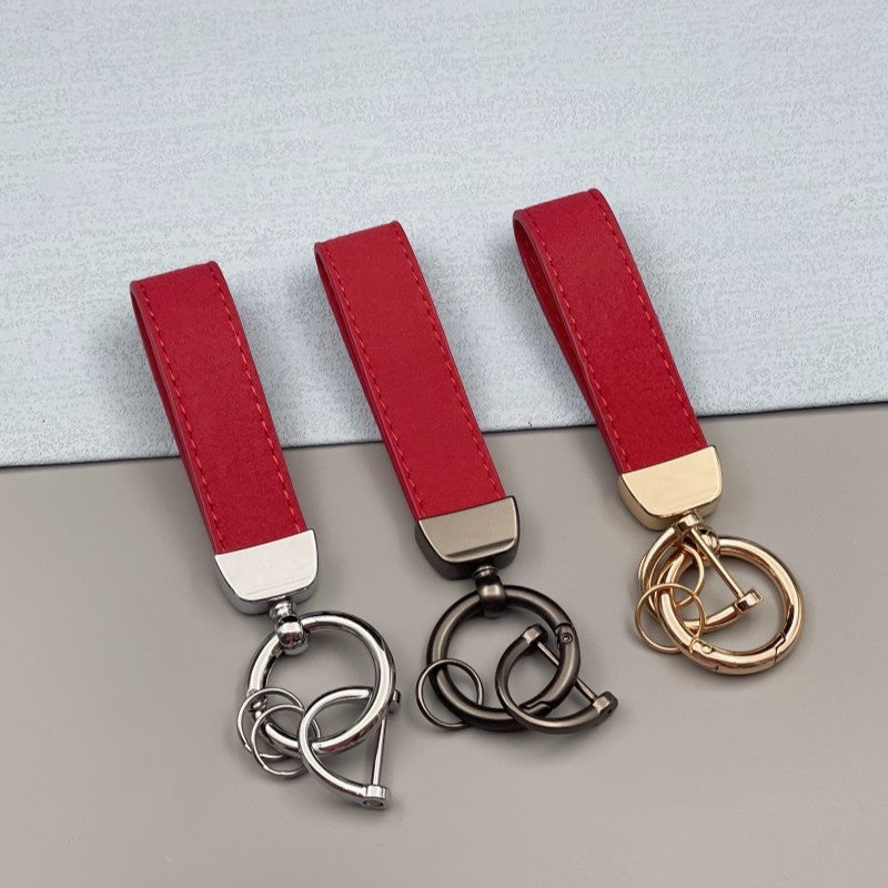 Suede Car Keychain Hardware Anti-Lost Key Ring Ring Can Be Embossed Logo Leather Key Chain - Image 3