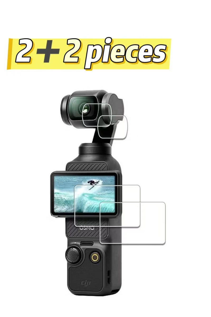 Lens & Screen Protector for DJI Osmo Pocket 3 Screen Protector [2+2 Pieces] Tempered Glass Easy Installation - Image 1